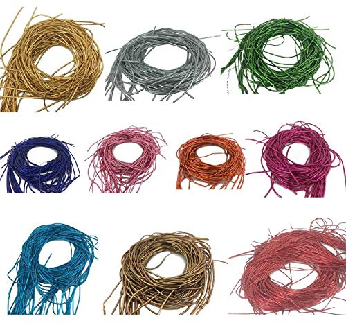 Aumni Crafts Zardosi Flexible Smooth 1mm French Bullion Wires [10 Colors X 0.35 OZ, Total 3.5 OZ / 100 Grams] Spring Dabka Copper Metallic Thread for Embroidery and Jewelry Making