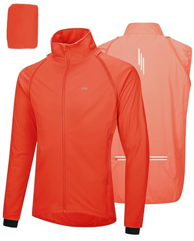 33,000ft Men's Cycling Jacket Long Sleeve, Waterproof Running Bike Vest Outerwear Reflective Windproof Sleeveless Jacket