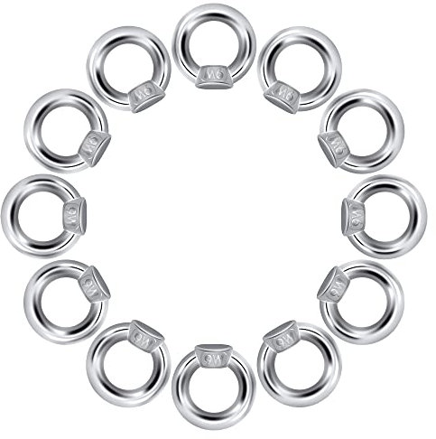 QIMEI-SHOP Tuerca de Anilla M6 Tuercas Anular Argollas de Acero Inoxidable para Accesorios de Elevación Bricolaje Herramientas 12 Piezas