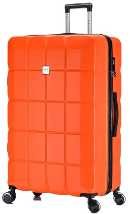 ATX Luggage Extra Large Suitcase Super Lightweight Durable ABS Hard Shell Suitcase with 4 Wheels and Built-in TSA Lock (Orange, 32 Inches,132 Liter)