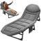 Plerile Klappbarer Sonnenliege Liegestuhl, Feldbett Gartenstuhl Mit Auflage Und Kopfstütze, 200 * 64cm Tragbare Campingliege Relaxliege Für Patio, Strand, Pool Und Garten (Color : Light Gray)