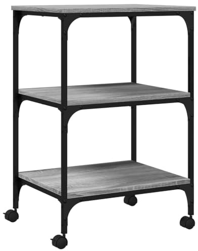 vidaXL Printer Stand, Desk Organiser with 3 Tier, Printer Table for Fax Machine Scanner Files, Printer Desktop Stand, Grey Sonoma Engineered Wood