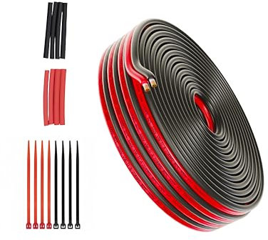 Piwaal Cable Eléctrico 22AWG, Bobina 0,26 mm², 3 Mts, 2 Conductores Paralelos, Rojo y Negro, Cobre Estañado Libre de Oxígeno para Tiras de LED y Lámparas