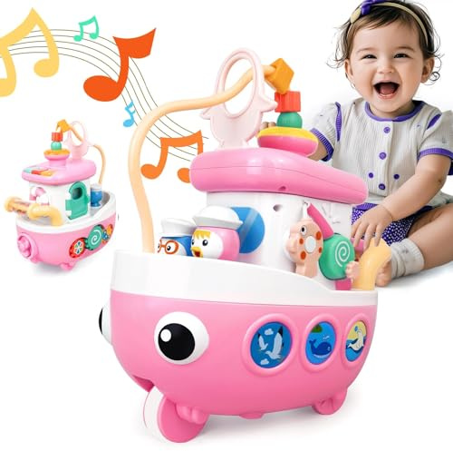 Love&Mini Montessori Toys Crawling Boat with Music and Sound | 9-in-1 Girls Musical Toys 18M+ Age Christmas Birthday Gifts