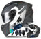 Byroads Motorradhelm Klapphelm mit Bluetooth ECE-zugelassener Helm Motorrad Integrierter leiser Helm mit Anti-Fog-Doppelvisier Rennhelm für Erwachsene Männer Frauen Schwarz/Weiß