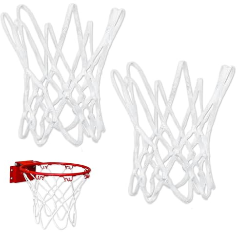 Rete per Canestro da Basket Mini – Sostitutiva in Nylon Resistente – 2 Pezzi – 8 Ganci – Uso Interno ed Esterno – Colore Bianco