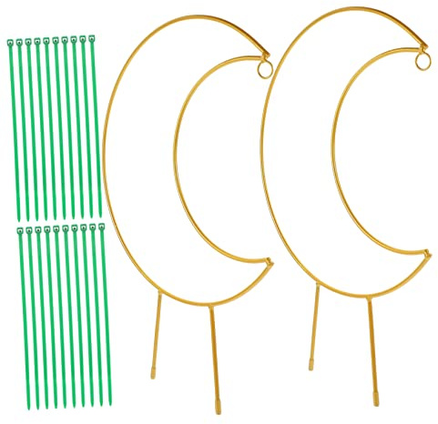 Abaodam Treillis pour Plantes Grimpantes en Métal Couleur Or, Forme Lune Créative, Empêche Les Tiges de Se Casser ou S'emmêler, Adapté Intérieur et Extérieur Plusieurs Styles