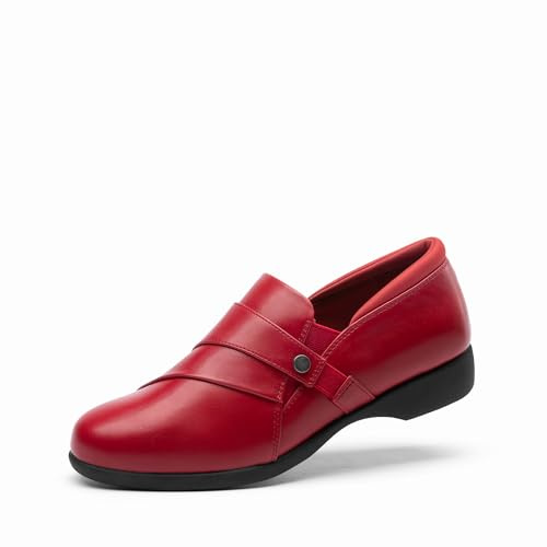 DREAM PAIRS damloafers slip-on med fotvalvsstöd | 3D-innersula och fotvalvsstöd, 2,49 cm klack, slip-on, TPR halkfri, retroplatta