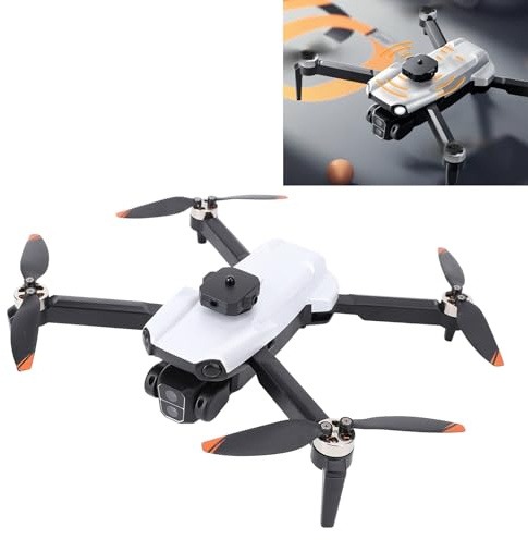 Jectse Drone med Dubbel Kamera, Fjärrkontroll Drone Brushless Power Quadcopter med GPS -retur, Skärmdisplay, Smart Hinderundvikande för Nattflygning (Vit)