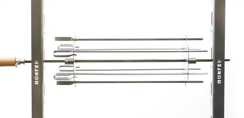 BonFeu Rotisserie Soporte para pinchos giratorios de alta calidad para barbacoa, accesorios de barbacoa de acero inoxidable, soporte universal para brochetas para verduras, carne, pescado