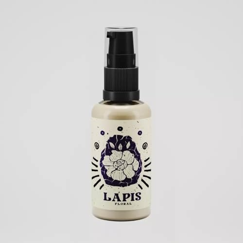 By Elementum Lapis blommig skäggbalsam för män, 50 ml, 2-i-1, styling och vård, pomade med avokadoolja, sheasmör bivax, naturlig skäggformare för fyllighet och glans, fruktig blommig doft