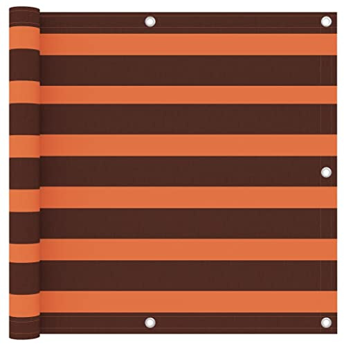 Mokuyary Protección visual para balcón, color naranja y marrón, 90 x 400 cm, tela Oxford, revestimiento de balcón, cubierta opaca contra el viento para jardín, terraza, exterior