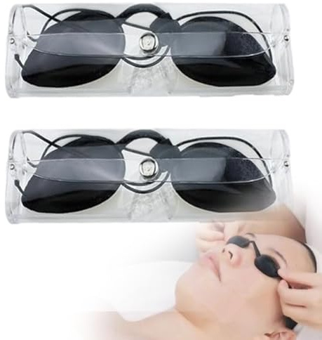 AEUXZA 2 Piezas Gafas de Protección para Lámpara de Luz Roja, Seguridad Láser con Caja de Almacenamiento, Ocular para Depilación IPL, LED y Radiación UV, Solarium, Ajustables, Accesorio de Belleza