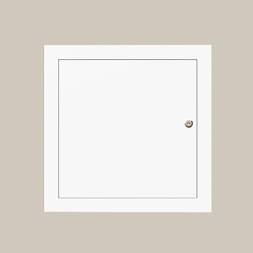 Metallinspektionslucka – komplett vit reparationsinspektionlucka – aluminiumram, galvaniserad lackering, åtkomstdörr med vridlås (20 x 20 cm)