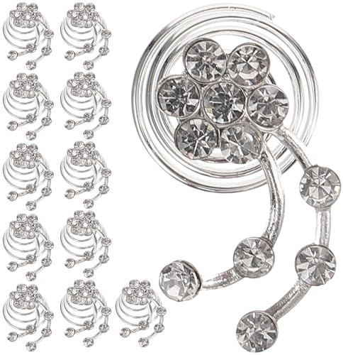DOITOOL 12 Pièces Spirales Capillaires en Alliage Argenté pour Femmes Strass Incrustés, Accessoires Cheveux Mariage Faciles à Assortir pour Coiffures de Mariée et Soirées