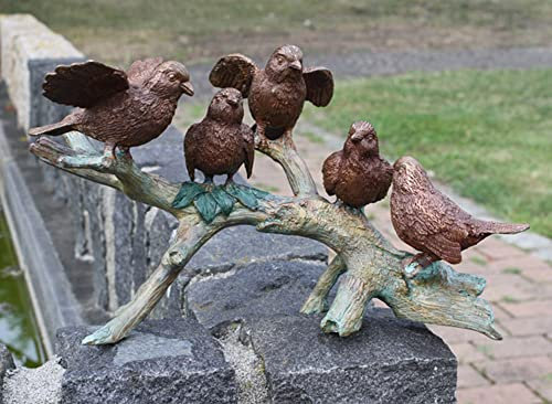 Unbekannt Bronzefigur 5 Spatzen auf AST Vögel Deko für Heim und Garten aus Bronze