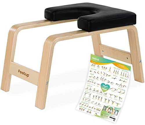 FeetUp® Yoga Headstand Stool - Original Headstand Trainer Chair Made of Beech Wood, Classic Black
