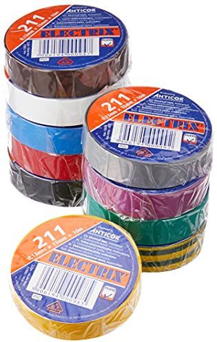 Adam Hall Accessories 580813 RNB 10 - Cinta aislante 0,13 x 15 mm x 10 m set de 10 colores