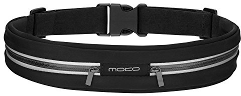 MoKo Sport Jogging Gürtel Hüfttasche für MP3 Player, Schlüssel, Smartphone bis zu 6, Schwarz