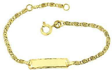 JC Schmuck 585 Gold Baby ID-Armband Kinder Goldarmband 14 cm I S-Panzer-Armband mit Gravur Taufarmband Gold Namensarmband I Babyarmband mit Namen I Kinderschmuck made in Germany I 5.54843
