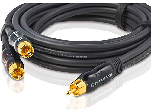 OEHLBACH BOOOM - Subwoofer Y-Cinch-Kabel (2 x Cinch auf 1 x Cinch, druckvolle Basswiedergabe & effektive Schirmung) - Anthrazit 12,5 Meter