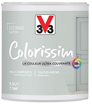 V33 Peinture multi-supports COLORISSIM® SAT Gris nuage SATIN 0,5 L