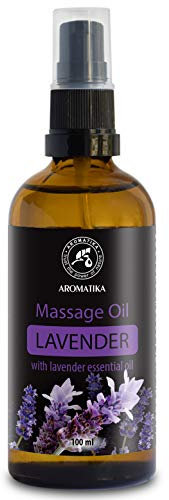 Lavendel Massageöl 100 ml - Massageöl mit ätherischem Lavendelöl - Mandelöl - Traubenkernöl - Körperöl - Hautpflege - Kosmetisches Öl - Massageöl - Glasflasche - Ölmassage