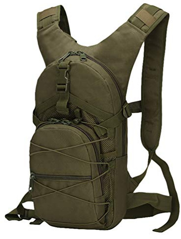 Kaiyei Sac à Dos Militaire 15L Camouflage Sac pour Vélo Casual Imperméable Durable Multi-Poches Travel Tactique Randonnée Trekking Sport Petit Sac Armée Verte
