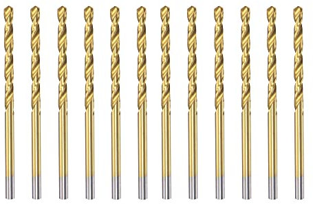 sourcing map 2.7mm Drill Bits High Speed Steel Straight Shank 60mm Length Twist Drill Bit Fully Ground Titanium Coated 12 Pcs