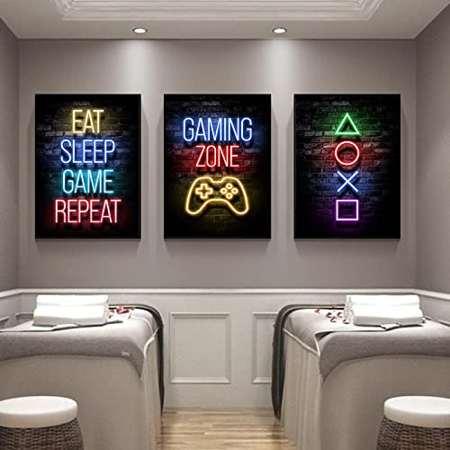 Kunstdruck auf Leinwand Gaming Gamer Zitate Poster Spiel Playstation Leinwand Gemälde für Jungen Schlafzimmer Wohnkultur 50x70cmx3pcs rahmenlos