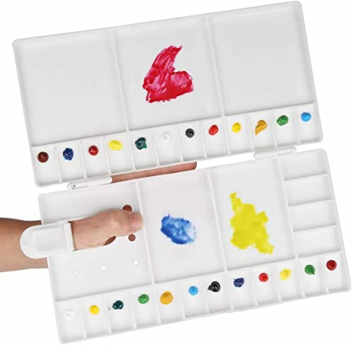 Quickdraw Supplies Artist Large Paint Mixing Folding Palette Rectangle Acrylic Watercolour Painting Tray, 26.5cm (YM-H2)