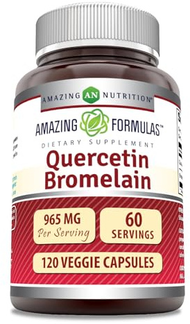 Amazing Formulas Quercetin 800mg with Bromelain 165mg, 120 Veggie Capsules Supplement | Non-GMO | Gluten Free | Made in USA