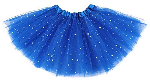 Century Star Sparkle Blue Tutu for Toddler Girls Tulle Ballet Skirts Princess Tutus for Baby Kids Infant 3 Layers Halloween Christmas Dress up Birthday Party Festival 2-8 Years