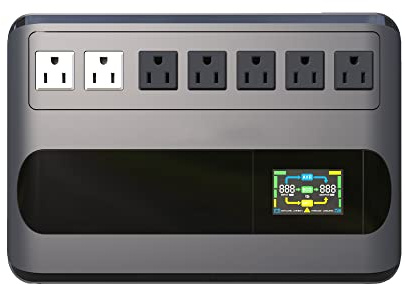 Gitroso UPS 1000VA 500W Uninterruptible Power Supply Offline Back UPS Intelligent LCD Battery Backup and Surge Protector Battery Backup for Computer GF1000