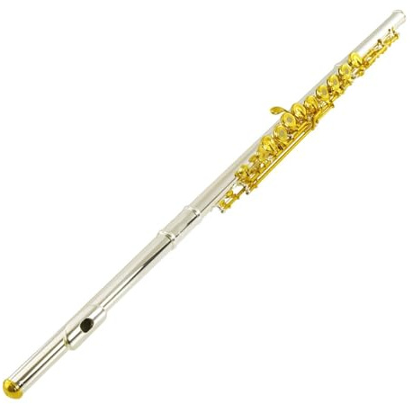 Flauto traverso flauto per principianti Bocchino in argento per flauto aperto a 18 fori tasti gialli strumento per flauto da orchestra per prestazioni professionali
