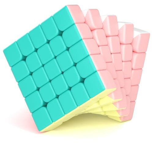 ROXENDA 5x5 Zauberwürfel, 5x5x5 Würfel Spielzeug für Konzentrations und Kombinationsübungen Speed Cube Stickerless mit Macarons Lebhaften Farben für Kinder Teenager (5x5x5)