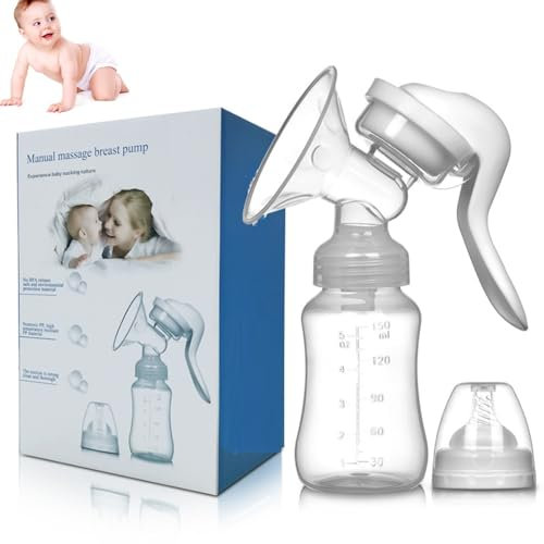 Handmilchpumpe,Manuelle Milchpumpe,Komfortable und Kompakte Milchpumpe,Silikon Milchpumpe und Muttermilchauffänger,Handpumpe für Muttermilch,Tragbar,Kompakt,Fördert Muttermilch Sanft und Effizient