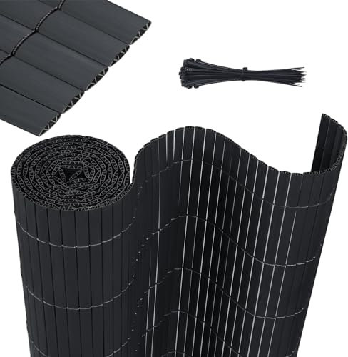 HENGMEI Brise-vue en PVC - Imperméable - Avec serre-câbles - Lamelles renforcées - Protection contre les regards indiscrets - Clôture en PVC opaque - 200 x 1000 cm - Anthracite