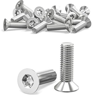 Wavanta 20Pcs M6 Bolts, M6 x 20mm Countersunk Torx Bolts Screws, Flat Head Trox Drive Machine Bolt, 304 Stainless Steel, Full Thread