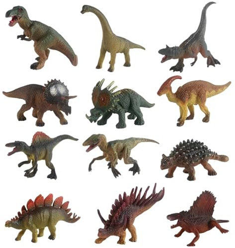 Cylora Dinosaure Jouet, 12PCS Figurine Dinosaure Enfant 3 4 5 6 7 8 9 Ans, Jouets Realiste, Triceratops, Stegosaurus, T-Rex, et + Encore, Jeux Éducatifs Cadeaux pour Garçons Filles