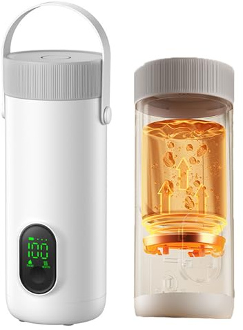 KACBFEE Mini bollitore Elettrico da Viaggio, Piccolo bollitore Elettrico Portatile con Controllo della Temperatura, bollitore in Acciaio Inox da 350 ml, scaldabagno a ebollizione Rapida, per Ufficio