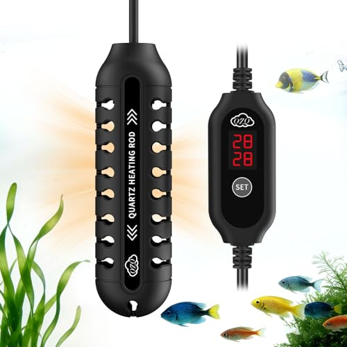 QZQ Fish Tank Heater Submersible Aquarium Heater Features LED External Thermostat 50W/75W/100W/150W/200W Power Options Suitable for Freshwater Aquariums of Various Sizes (50W)