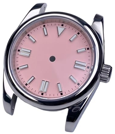 LAKSUYRE NH35 Watch case 36mm Sapphire Fit 28.5mm Green Luminous Dial Compatible mod Stainless Steel Movement Accessories(Rose Gold,36mm)