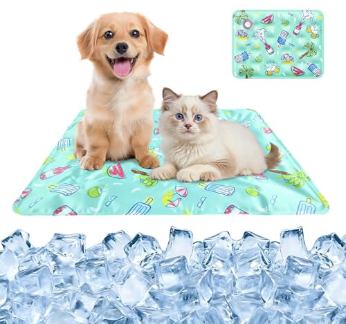 YEAMLTE Tappetino Rinfrescante per Cane Piccolo e Gatto, Cuscino Refrigerante ad Acqua con Effetto Gel, Materassino Anti Caldo Estivo, Impermeabile e Facile da Pulire
