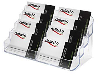 Deflecto Visitenkartenhalter für den Schreibtisch 8 Fächer transparent