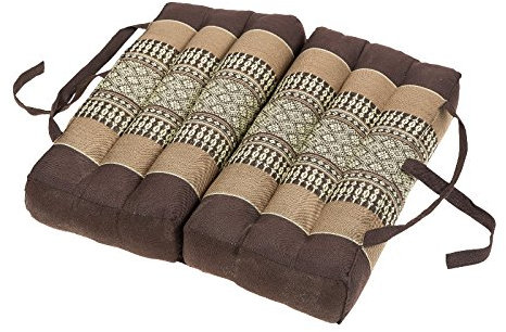 Faltbares Sitzkissen 40x40 als Auflage, Meditationskissen oder Stadionkissen Thaikissen für Unterwegs Entspannung Yoga Meditation braun und beige