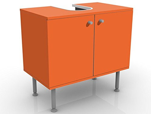 Waschbeckenunterschrank Colour Orange 60x55x35cm Badezimmer Farbe Pop Art Rot, Größe:55cm x 60cm