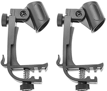 Adjustable Drum Rim Mic Clips - Microphone Mount Clamp (Pack of 2)