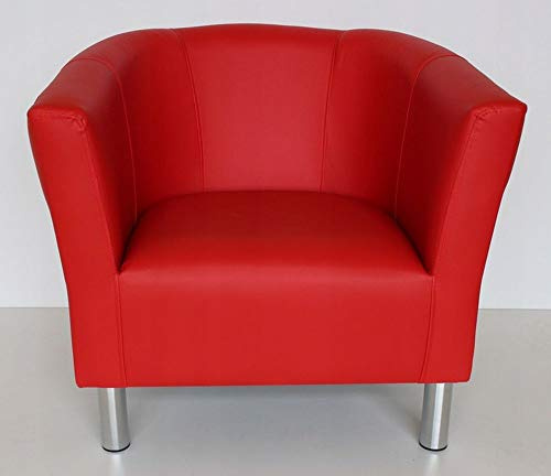MARTHOME Sillón Club Trio, Tapizado, Puf, Taburete, de Cóctel, de Piel Sintética para Salón, Oficina, Dormitorio, Sala de Espera (Rojo)