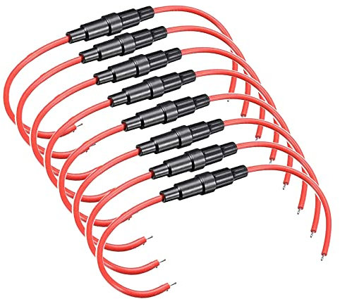 Guuzi 8pcs 5 × 20mm 32V 20A AGC Sicherungshalter Inline-Schraubtyp mit 16 AWG-Draht